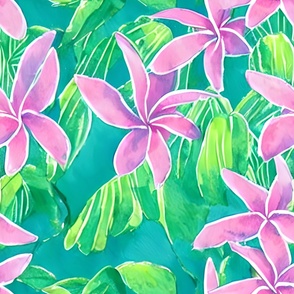 Hawaiian Pink Plumeria Frangipani watercolor