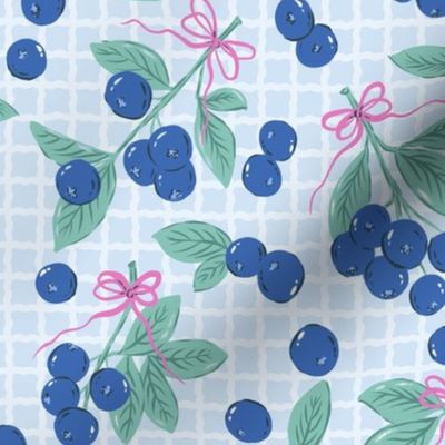 Blueberries  with Bows on Gingham