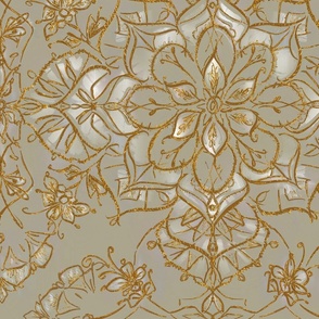 Fancy Floral Mandala - Cream and Gold