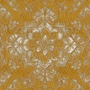 Fancy Floral Mandala -Tone and Texture - Mustard and Gold 2