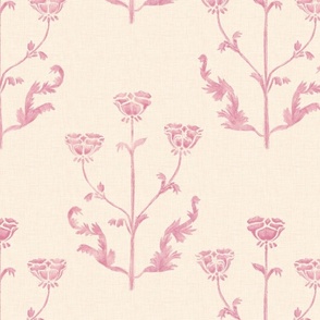 French Country floral linen Block Print Pink_Large