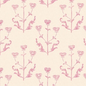 French Country floral linen Block Print Pink_medium