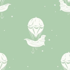 Medium // Imagination Society // Sweet Dream Adventure Flying Balloon Pirate Ship // Magical Kid // Star // Mint Green