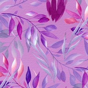  (Large) Leaves floating on Mauve Watercolor paper