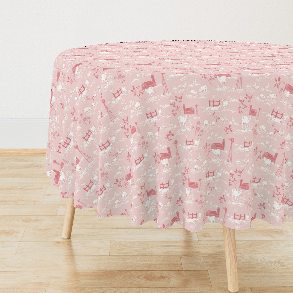 (S) Sweet Little Country Farm Toile de Jouy - Precious Pink