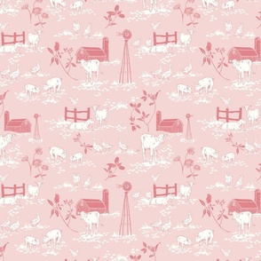 (S) Sweet Little Country Farm Toile de Jouy - Precious Pink