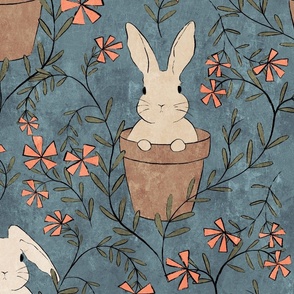 bunnies in pots, large scale