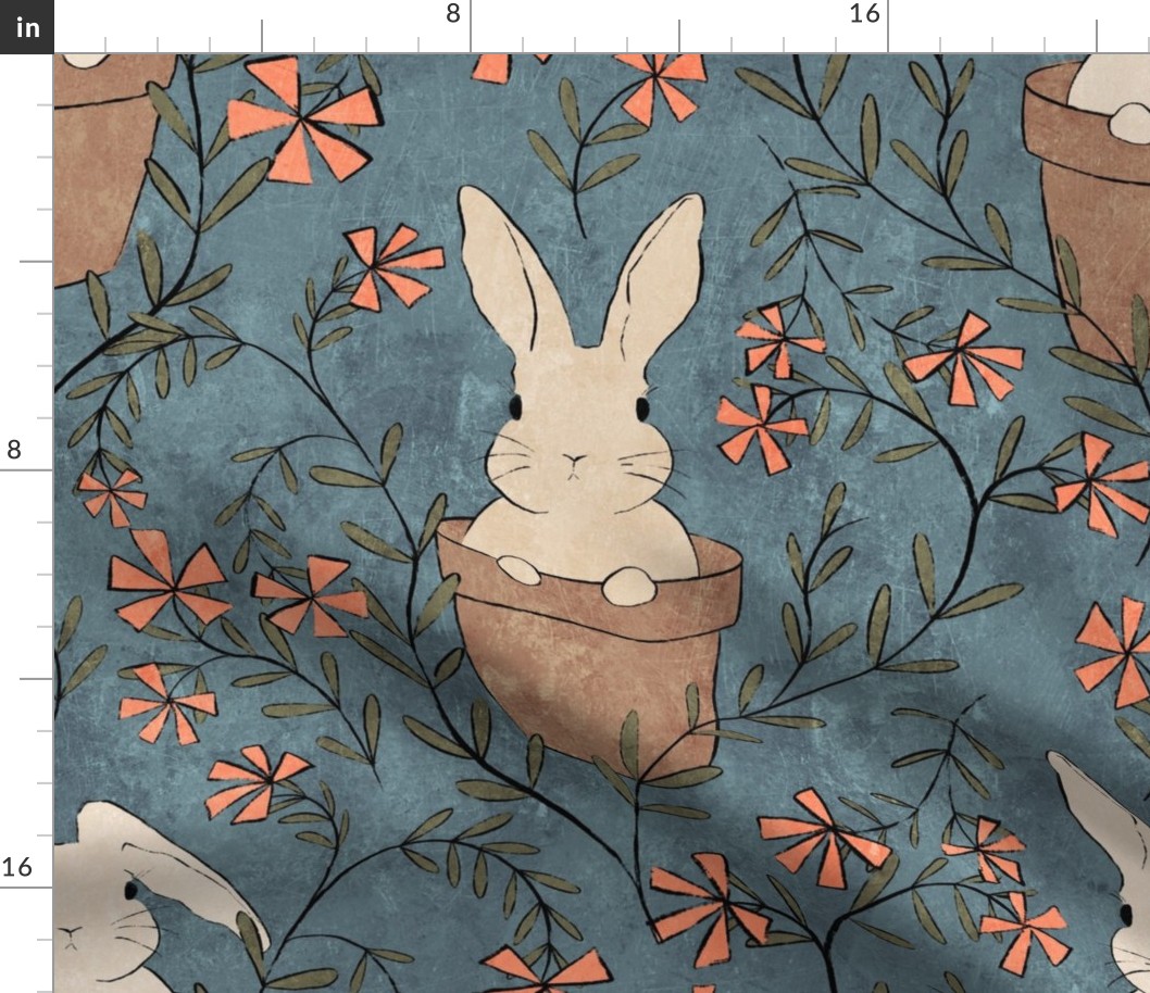 bunnies in pots, large scale