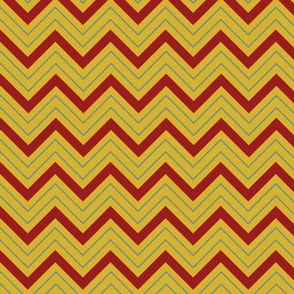 Americana Summer:  Chevron Zigzag (Gold, Red & Teal)