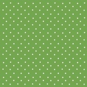 Small swiss dots white on grass green background