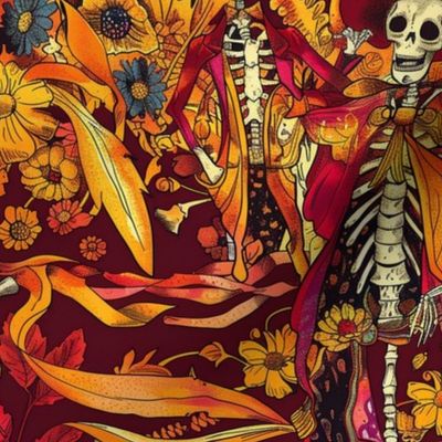 sunflower skeleton harvest halloween dance