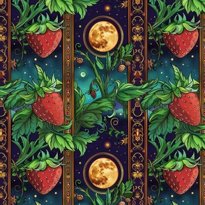 art nouveau full moon in the strawberry fields
