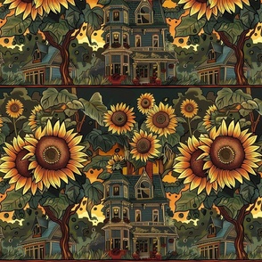 art nouveau sunflower mansion panels