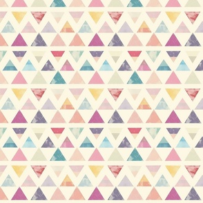 Geometrical Pattern, Multicolor Triangles in Pastel Chalk