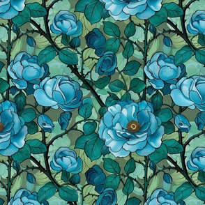 art  nouveau blue roses inspired by william morris
