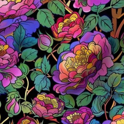 art nouveau purple roses inspired by william morris