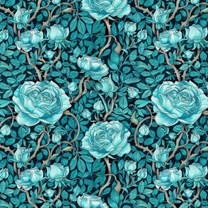 art nouveau teal roses inspired by william morris