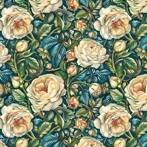 art nouveau yellow roses inspired by william morris