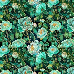art nouveau green roses inspired by william morris