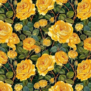 yellow rose art nouveau botanical inspired by william morris