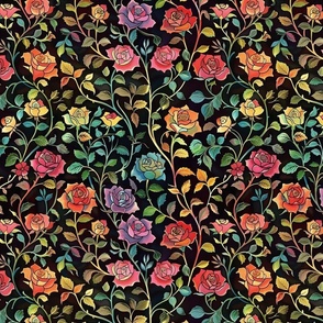 art nouveau rainbow roses inspired by william morris