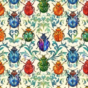 art nouveau rainbow beetles and insects inspired by william morris