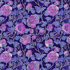 art nouveau purple rose botanical inspired by william morris