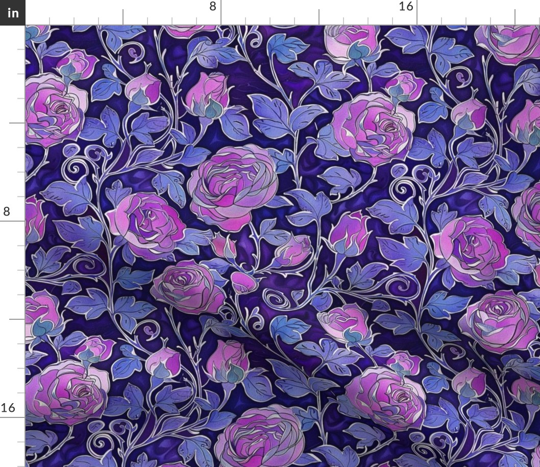 art nouveau purple rose botanical inspired by william morris