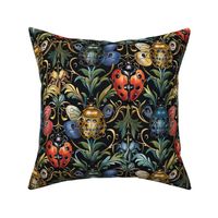 blue red and gold art nouveau lady bugs inspired by william morris