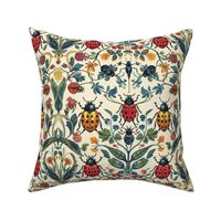art nouveau yellow and red lady bugs inspired by william morris