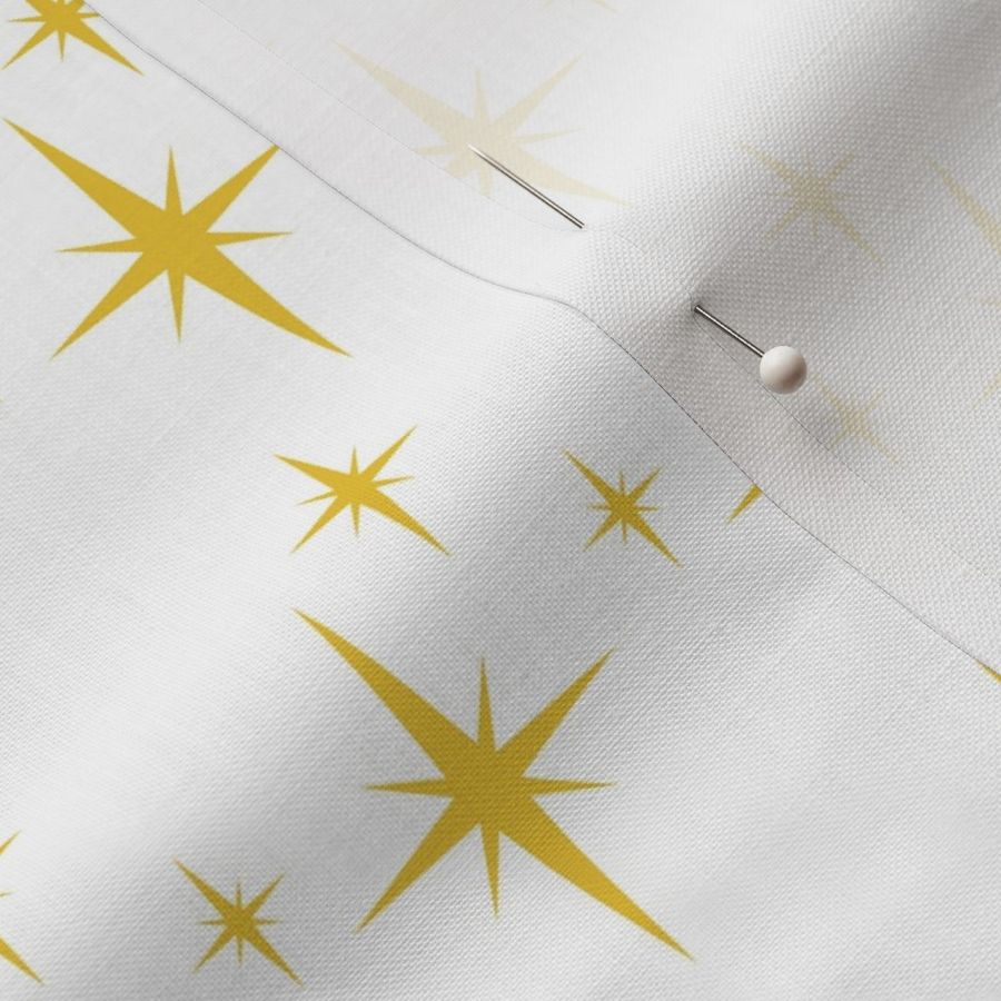 Midcentury Modern Stars Golden Yellow on White