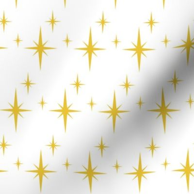 Midcentury Modern Stars Golden Yellow on White