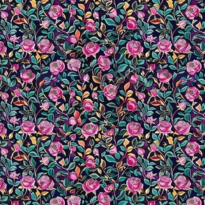 art nouveau pink and purple rose botanical inspired by william morris