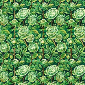 art nouveau green rose botanical inspired by william morris