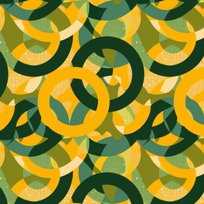 art nouveau geometric yellow and green rings