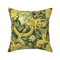 art nouveau botanical medusa in green