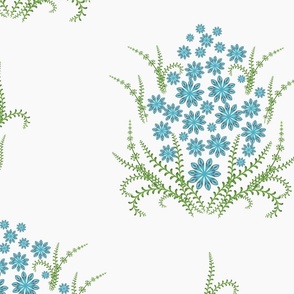 Art Nouveau Organic Vines and Geometric Florals - teal  and green