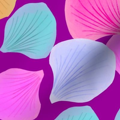 Seashells on Dark Purple - Large Scale 