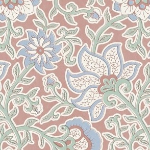 Royal bloom - Block Print Indian Floral Pastel