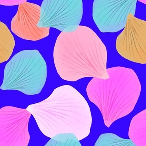 Cute Colorful Sea Shells on Dark Blue Background