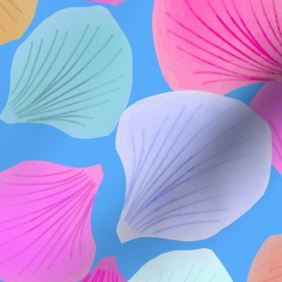 Cute Colorful Shellfish on Blue Background - Large Scale
