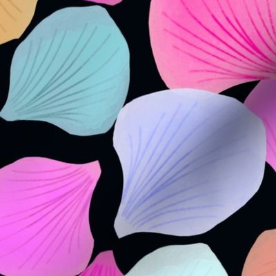Cute Colorful Shellfish on Black Background - Large Scale / Beautiful Colorful Seashells 