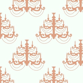 Brown chandelier on a pale blue background