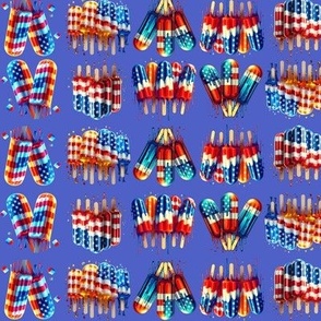 Red, White, and Blue Blaze Ice cream  Bars In Molten Glass 