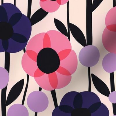 Boho retro flowers pattern