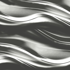 Soft liquid black metal waves on shades of a cold silver grey