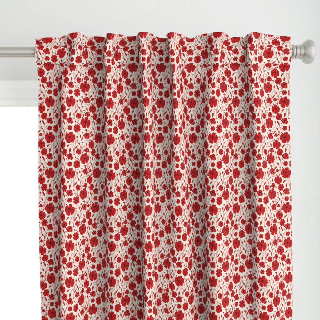 Red Vintage Poppys - medium scale