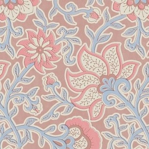 Royal bloom - Block Print Indian Floral - Bright pink