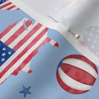 USA patriotic hearts, air balloons and map - blue - Medium size