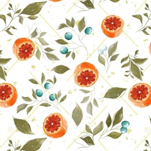 Watercolour Oranges - off white background, medium